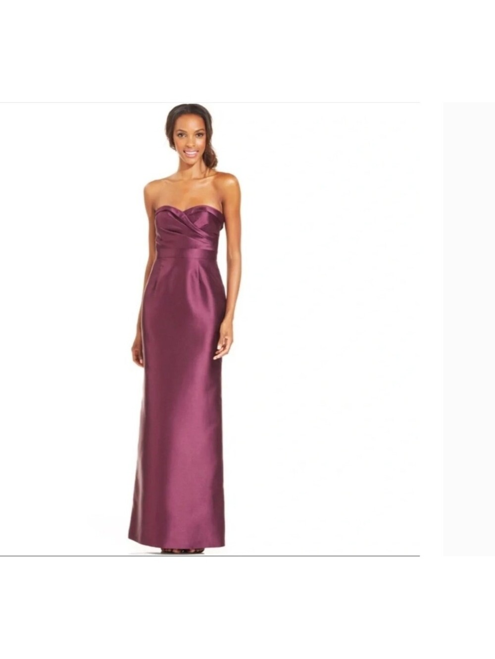 Adrianna Papell strapless purple/ burgundy/ wine sweetheart gown back BOW SZ6